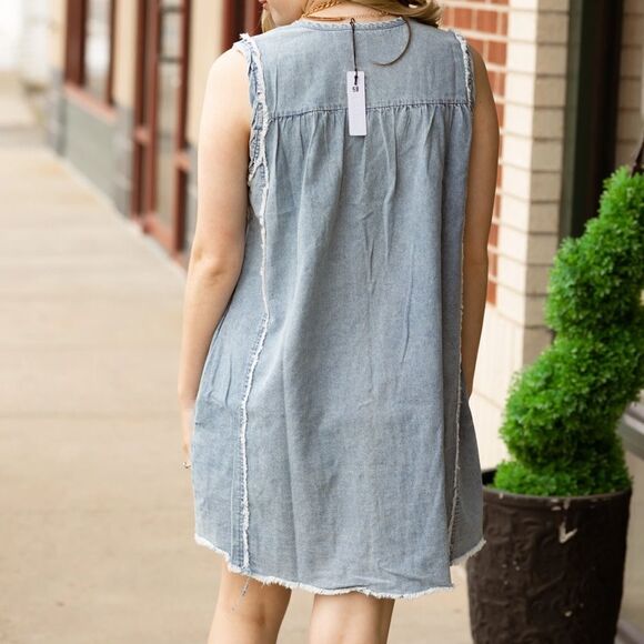 NWT Day + Moon Denim Fray Dress size Small - Picture 2 of 7